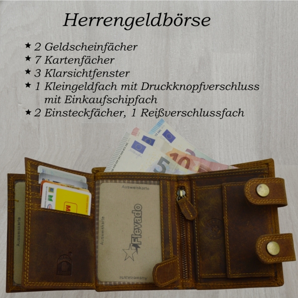 Wild Wasser Büffel Leder Wild Lederbörse Geldbörse Portmonnaie mit Hosenkette